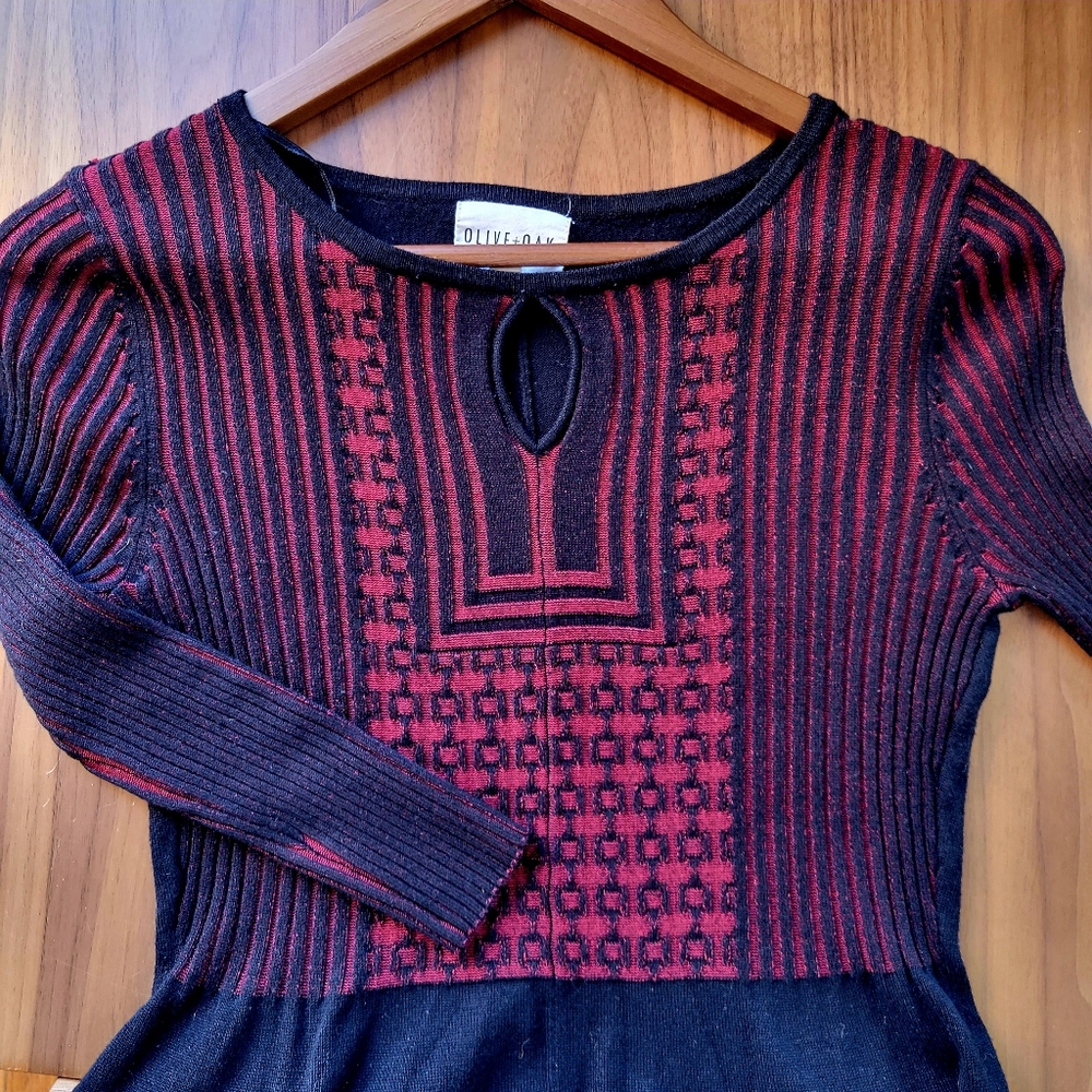 Olive + Oak Red and Black Sweater Dress PM